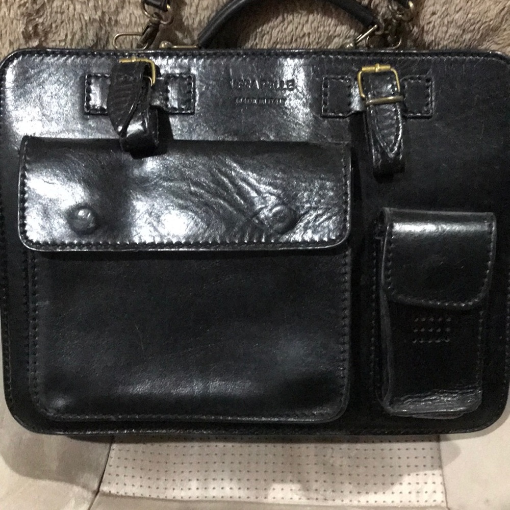 Vintage leather Vera Pelle bag crossbody briefcase